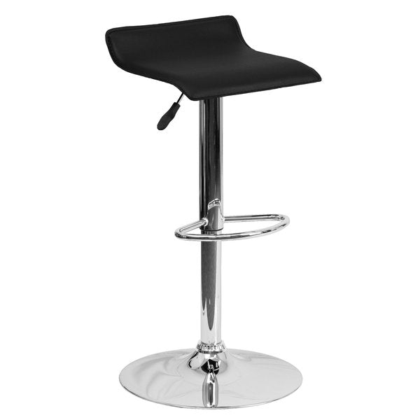 Black Vinyl Barstool, Adj Height, Seat Height Range: 22-3/4