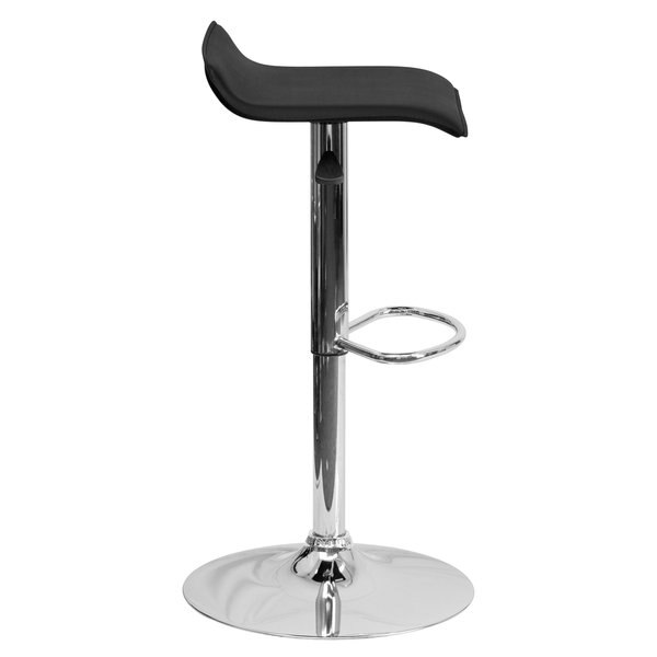 Black Vinyl Barstool, Adj Height, Seat Height Range: 22-3/4