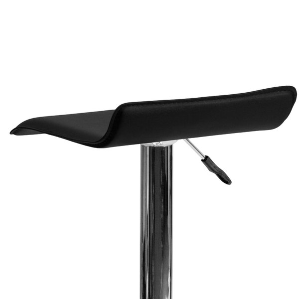 Black Vinyl Barstool, Adj Height, Seat Height Range: 22-3/4