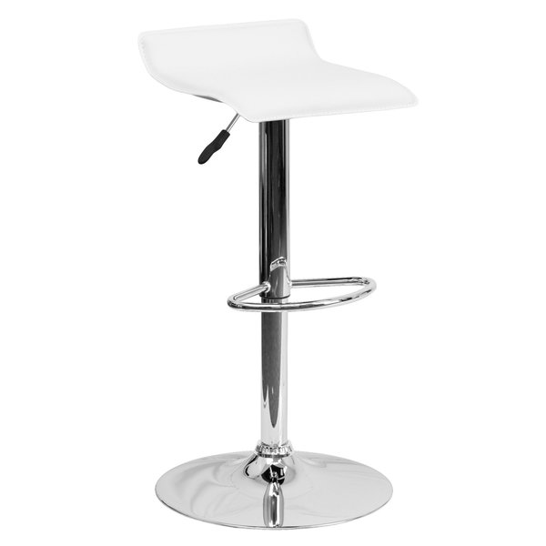 White Vinyl Barstool, Adj Height