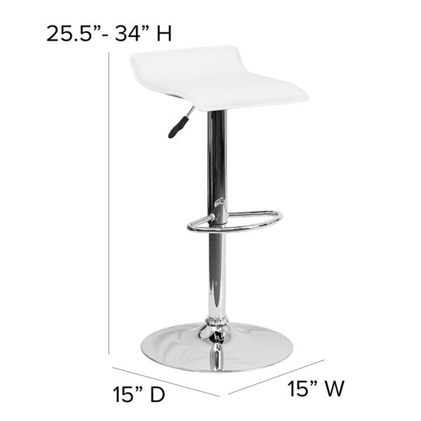 White Vinyl Barstool, Adj Height