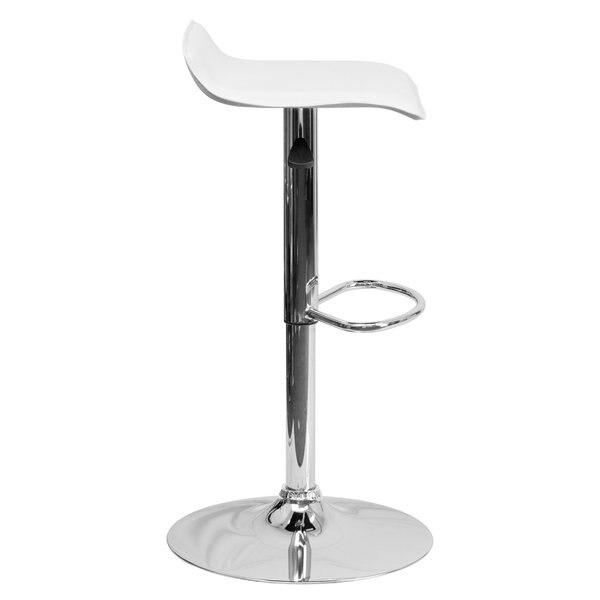 White Vinyl Barstool, Adj Height