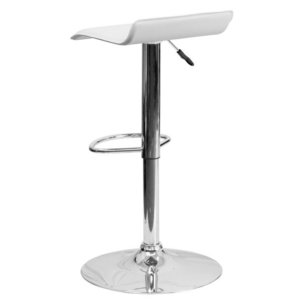 White Vinyl Barstool, Adj Height