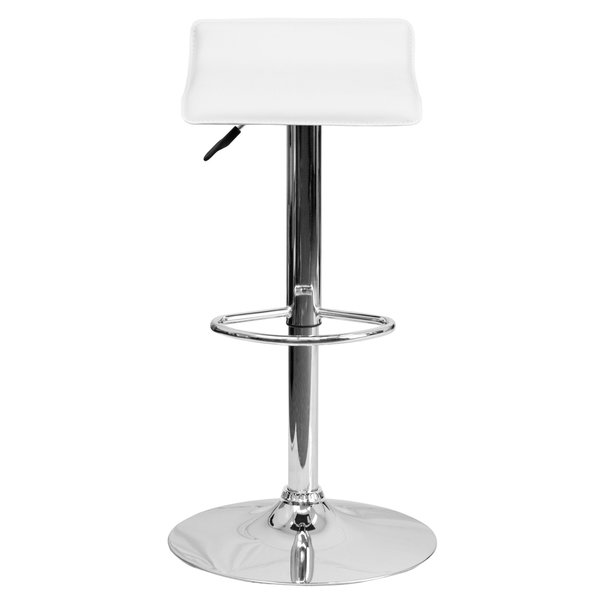 White Vinyl Barstool, Adj Height