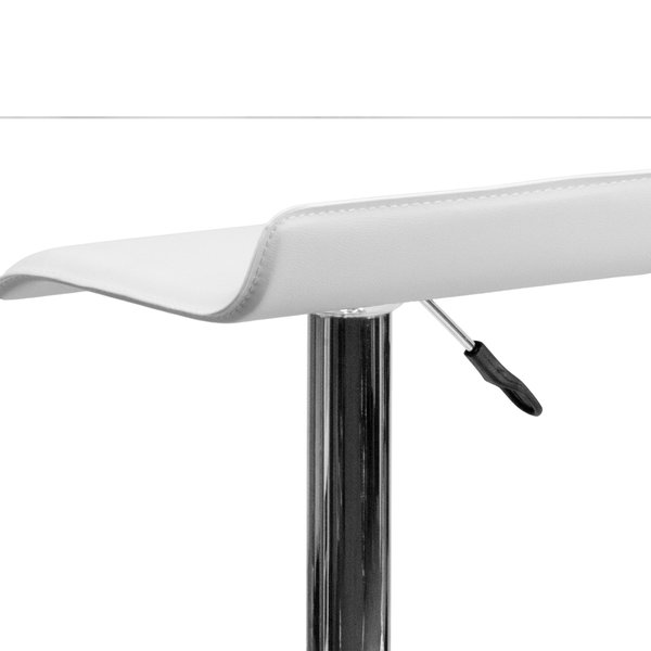 White Vinyl Barstool, Adj Height