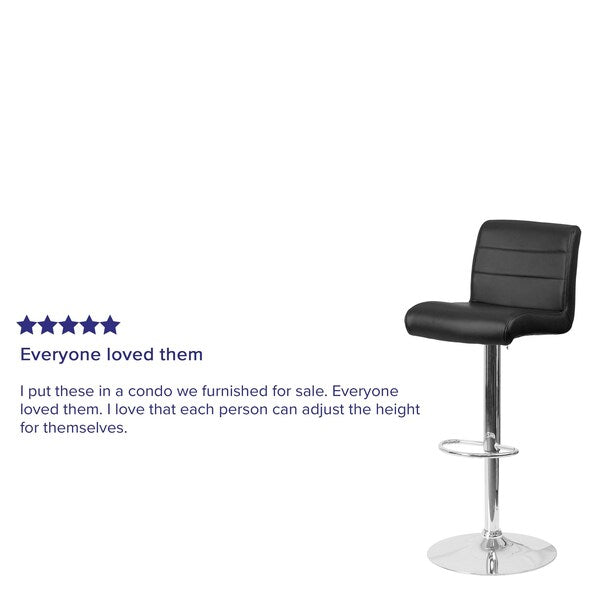 Black Vinyl Barstool, Adj Height