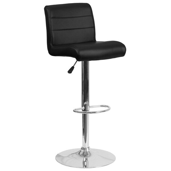 Black Vinyl Barstool, Adj Height