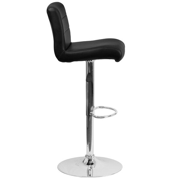 Black Vinyl Barstool, Adj Height