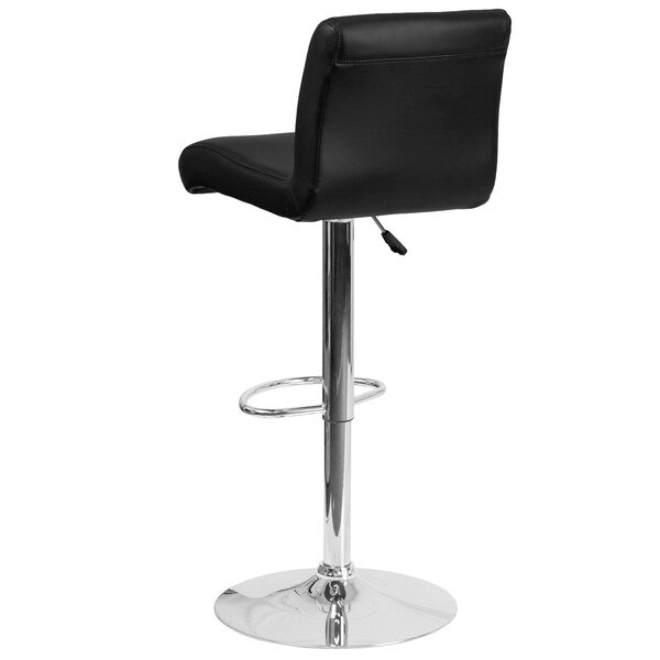 Black Vinyl Barstool, Adj Height