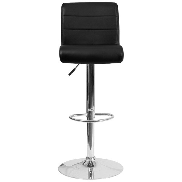 Black Vinyl Barstool, Adj Height