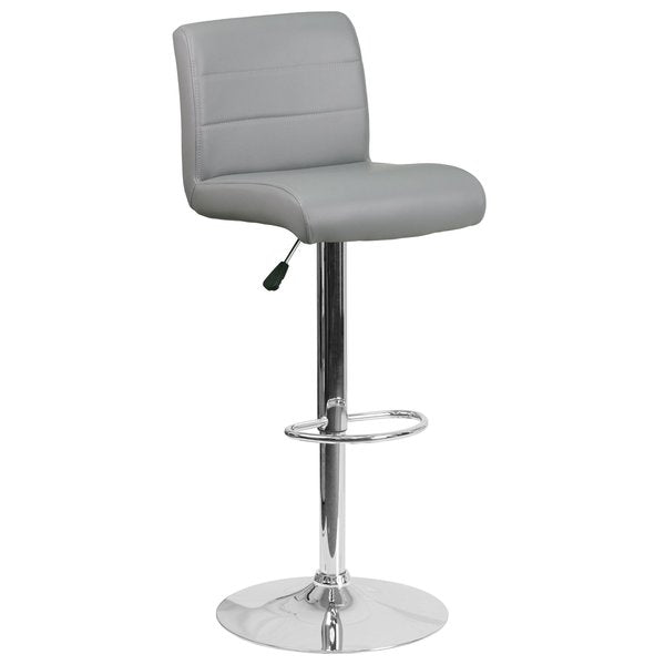 Gray Vinyl Barstool, Adj Height