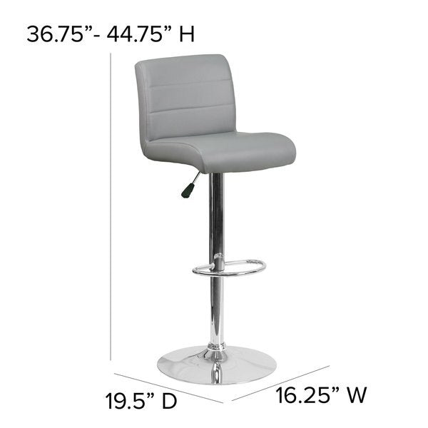 Gray Vinyl Barstool, Adj Height