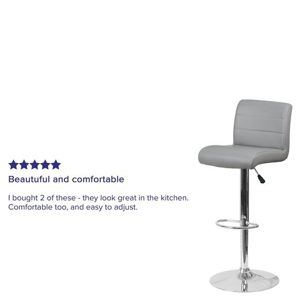 Gray Vinyl Barstool, Adj Height