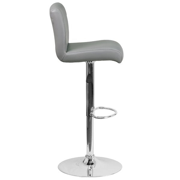 Gray Vinyl Barstool, Adj Height