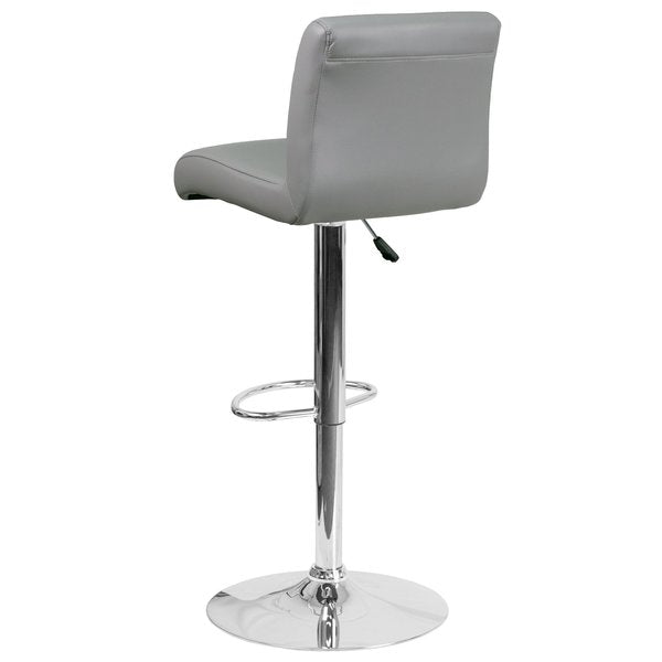 Gray Vinyl Barstool, Adj Height