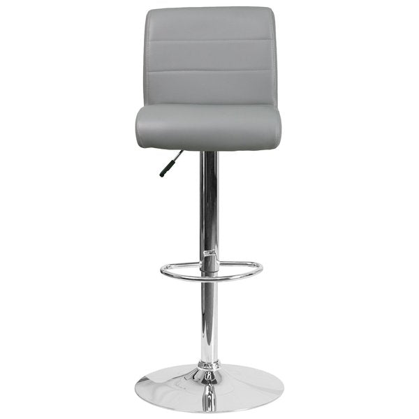 Gray Vinyl Barstool, Adj Height