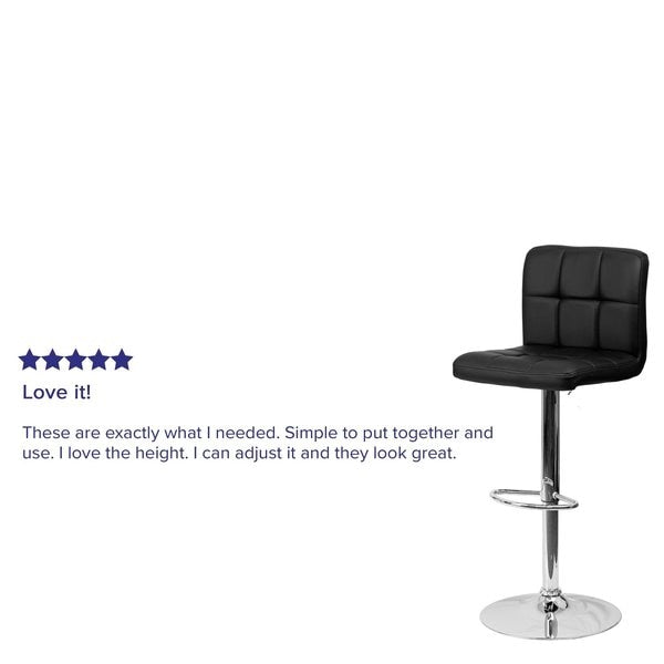 Black Quilted Vinyl Barstool, Adj Height, Weight Capacity: 330 lb.
