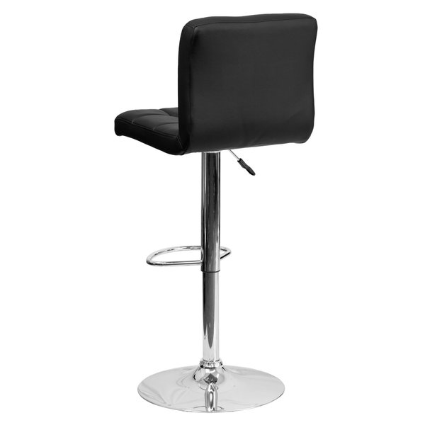 Black Quilted Vinyl Barstool, Adj Height, Weight Capacity: 330 lb.