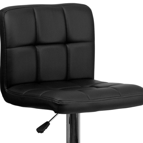 Black Quilted Vinyl Barstool, Adj Height, Weight Capacity: 330 lb.
