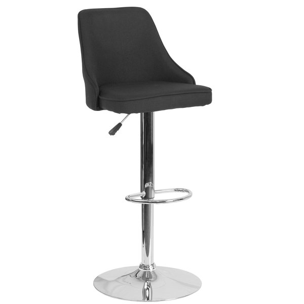 Chair, Trieste, Adj Barstool, Black Fabric