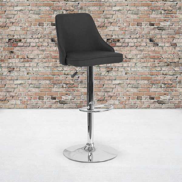 Chair, Trieste, Adj Barstool, Black Fabric