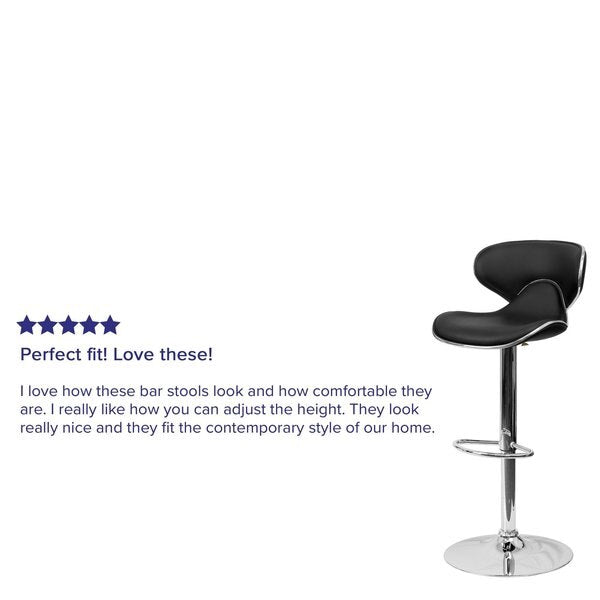 Black Vinyl Barstool, Adj Height, Seat Height Range: 24