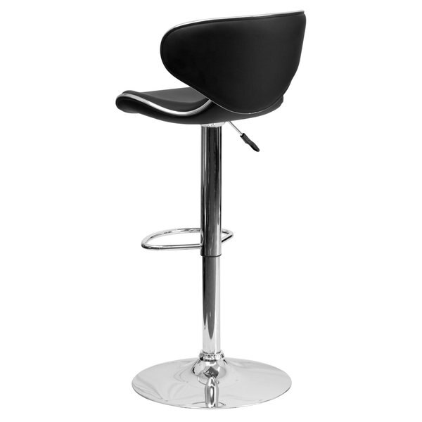 Black Vinyl Barstool, Adj Height, Seat Height Range: 24