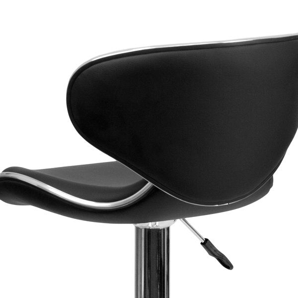 Black Vinyl Barstool, Adj Height, Seat Height Range: 24