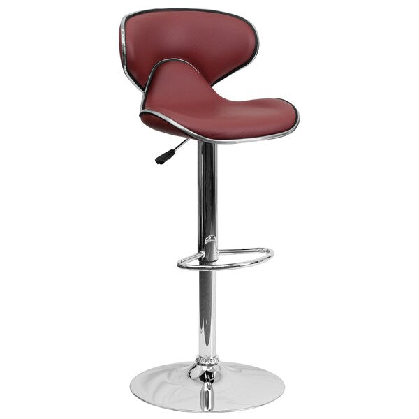 Burgundy Vinyl Barstool, Adj Height
