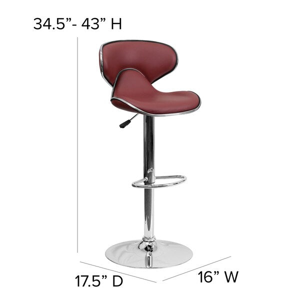 Burgundy Vinyl Barstool, Adj Height