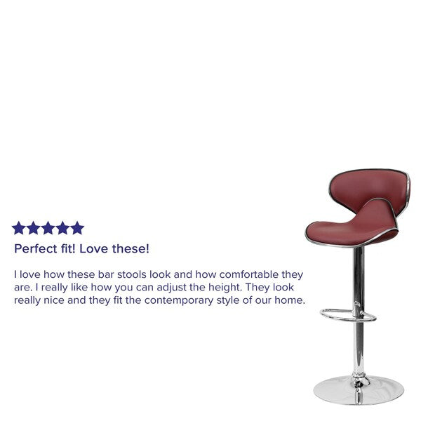 Burgundy Vinyl Barstool, Adj Height