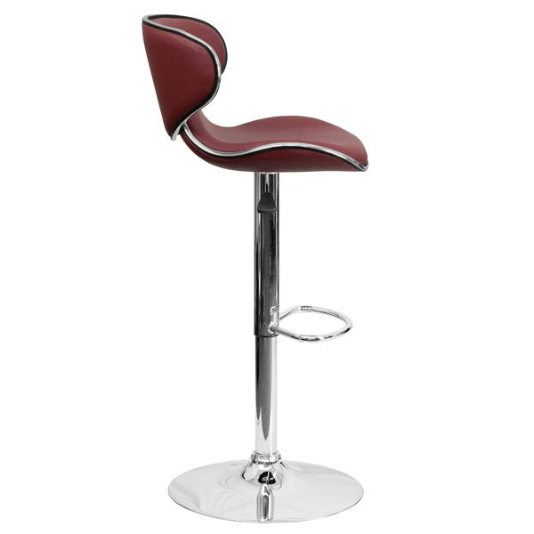 Burgundy Vinyl Barstool, Adj Height