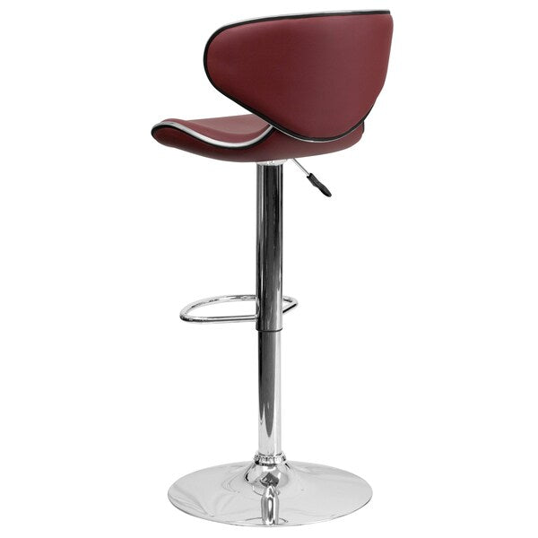 Burgundy Vinyl Barstool, Adj Height
