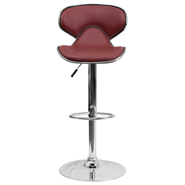 Burgundy Vinyl Barstool, Adj Height