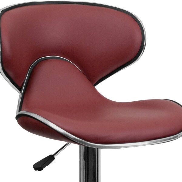Burgundy Vinyl Barstool, Adj Height