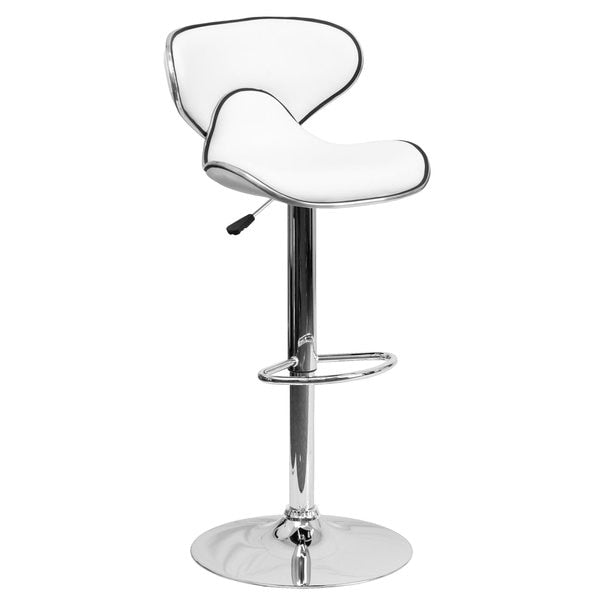 White Vinyl Barstool, Adj Height