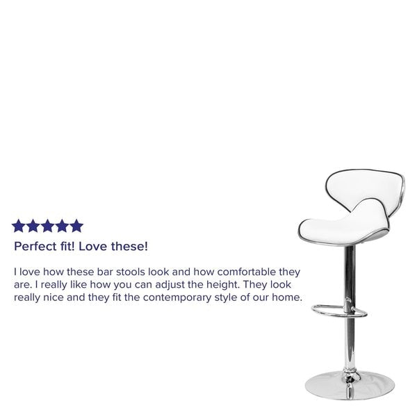 White Vinyl Barstool, Adj Height