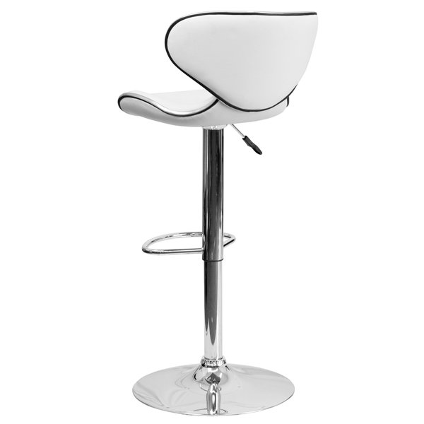 White Vinyl Barstool, Adj Height