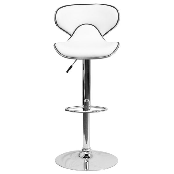 White Vinyl Barstool, Adj Height