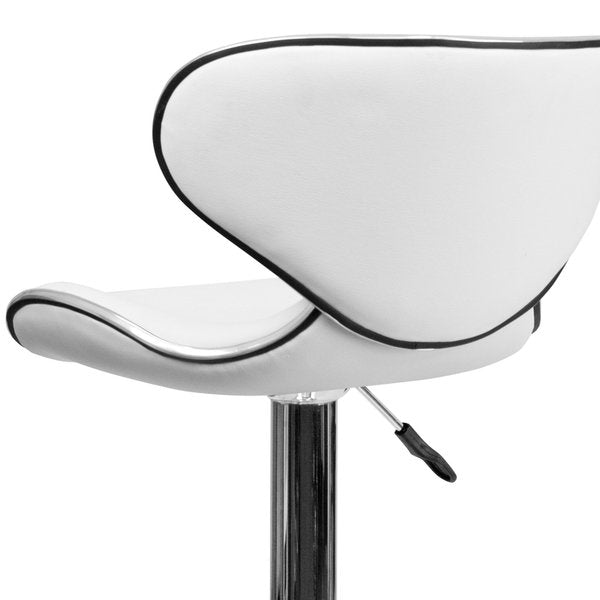 White Vinyl Barstool, Adj Height