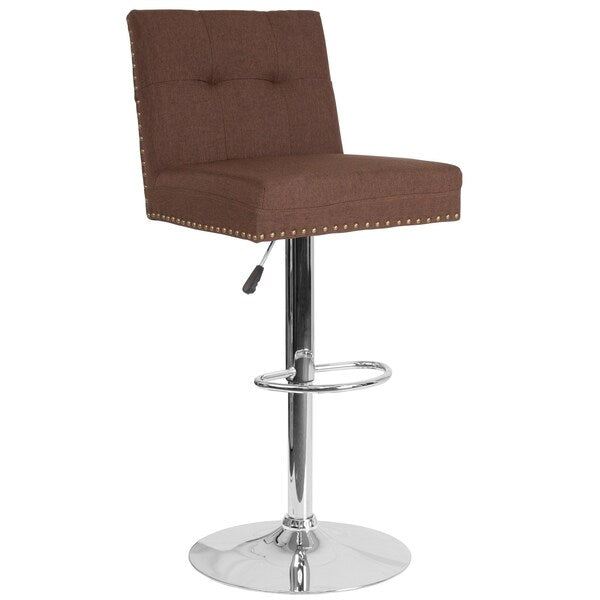 Chair, Ravello, Adj Barstool, Brown Fabric