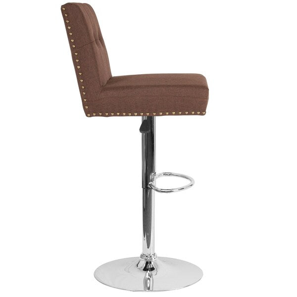 Chair, Ravello, Adj Barstool, Brown Fabric
