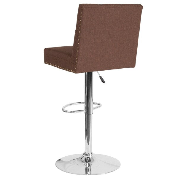 Chair, Ravello, Adj Barstool, Brown Fabric