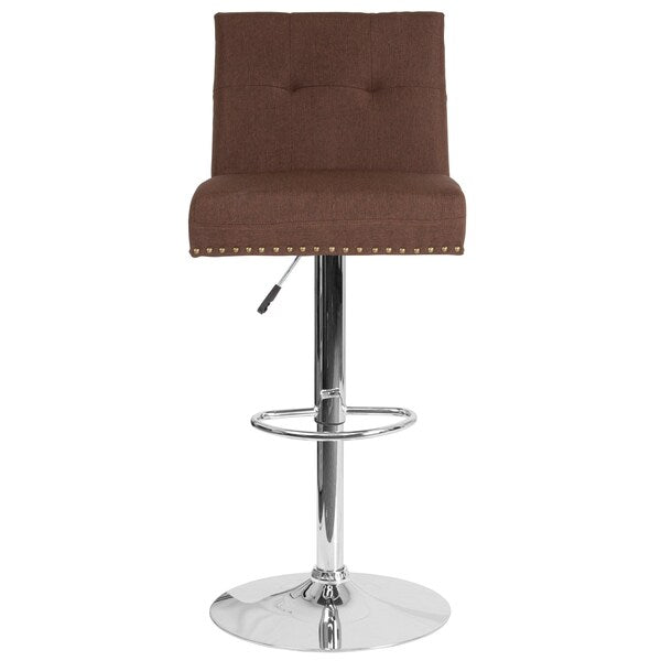 Chair, Ravello, Adj Barstool, Brown Fabric