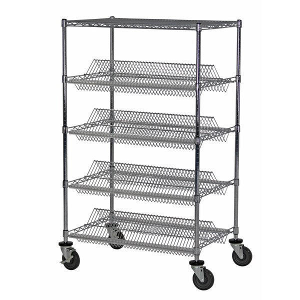 Dbl-Sided Sloped Shelf (4) Cart, 24x24x69