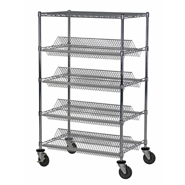 Dbl-Sided Sloped Shelf (4) Cart, 24x36x69