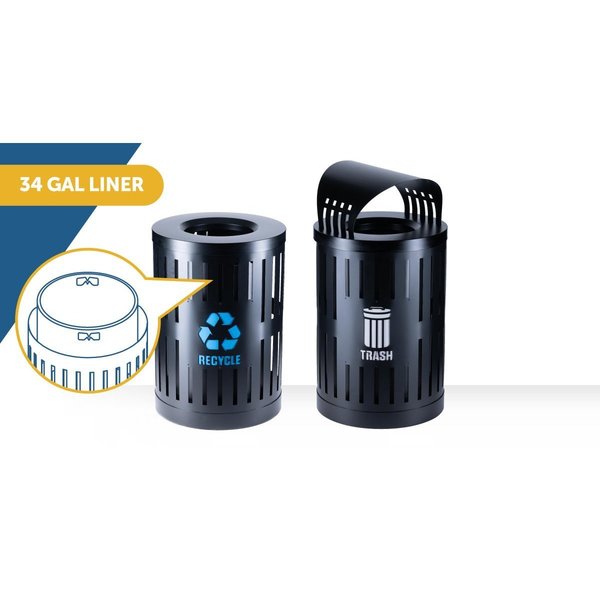 Recycling Container, Canopy Lid, Black