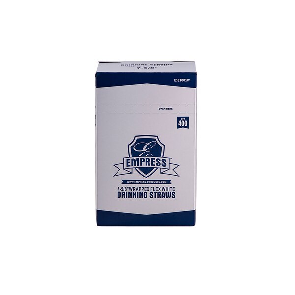 White Flex Straw, Paper Wrapped, 7.625