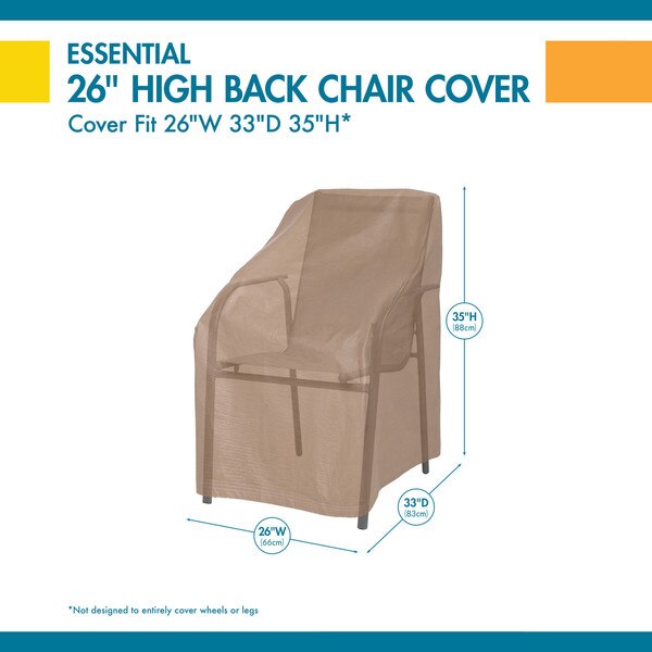 Essential Tan Patio High Back Chair Cover, 26