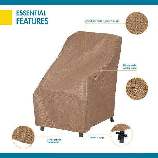 Essential Tan Patio High Back Chair Cover, 26